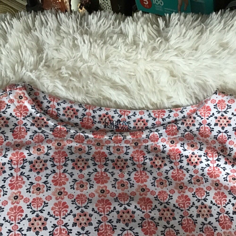 Croft & Barrow Orange Floral Top Size 2X 3/4 Sleeve 100% Cotton Tagless - Picture 3 of 6